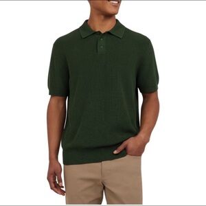 DKNY XL green ribbed sweater polo shirt NWT